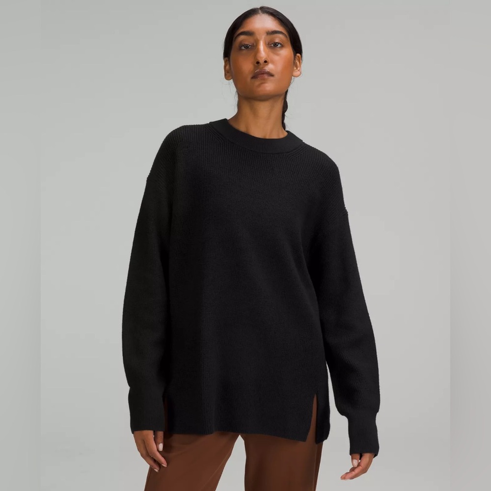 Lululemon Merino Wool-Blend Rib Crewneck Sweater Black 8